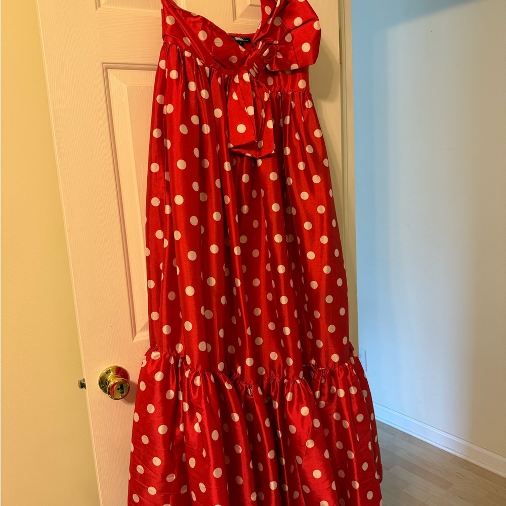 Red Polka Dot one Strap Maxi Dress